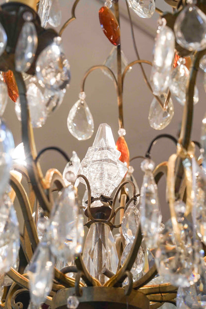 Louis XVI Style Chandelier with Amber Crystals