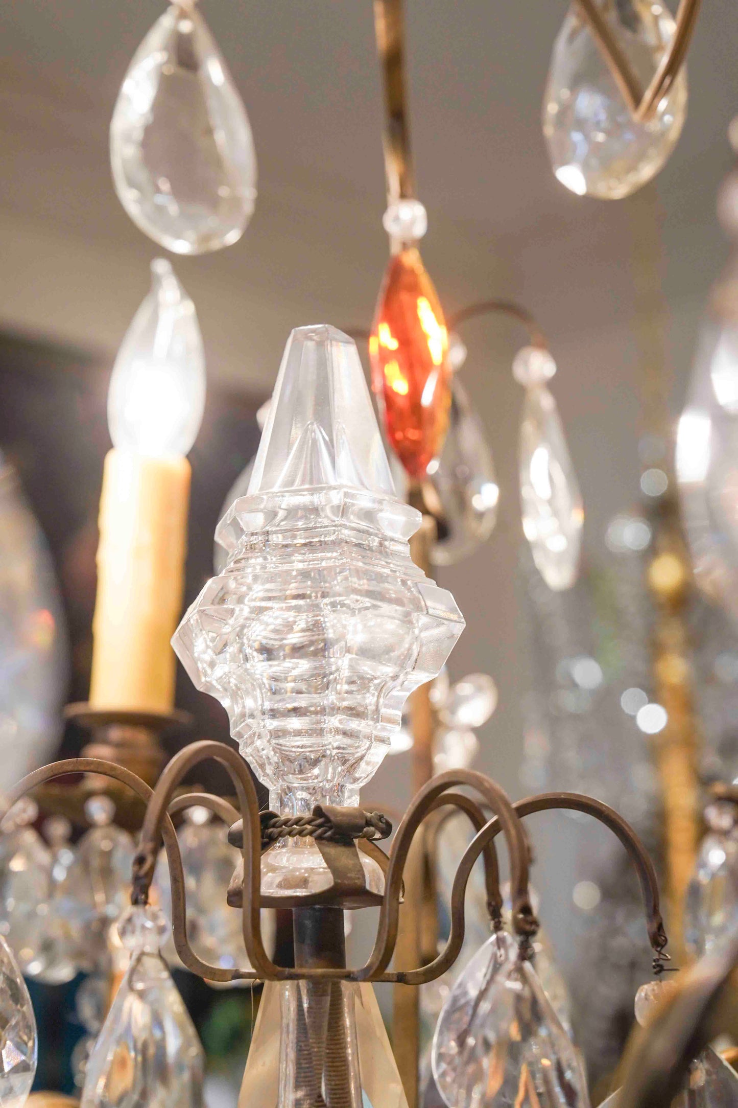 Louis XVI Style Chandelier with Amber Crystals