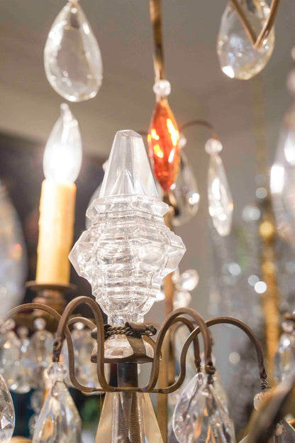 Louis XVI Style Chandelier with Amber Crystals