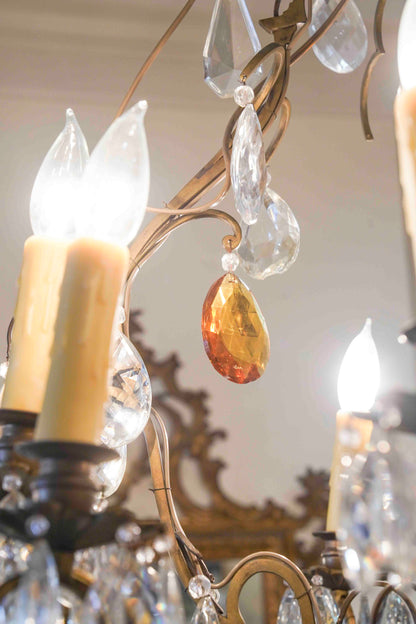 Louis XVI Style Chandelier with Amber Crystals