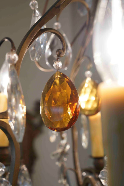 Louis XVI Style Chandelier with Amber Crystals