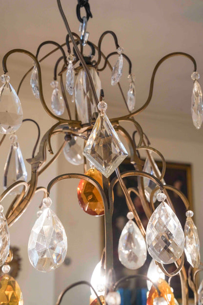 Louis XVI Style Chandelier with Amber Crystals