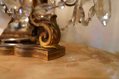 19th Century Louis XV Crystal and Bronze Girandole Lamps Pair