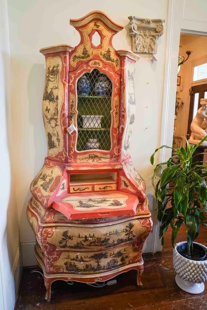 Italian Painted Bombe Secretary