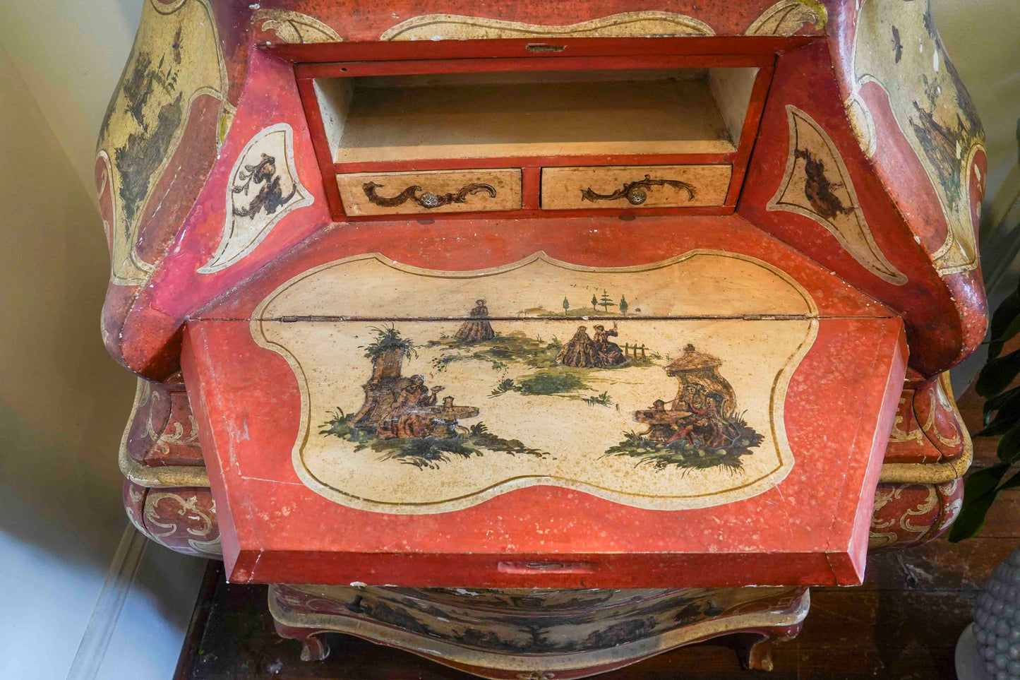 Italian Painted Bombe Secretary