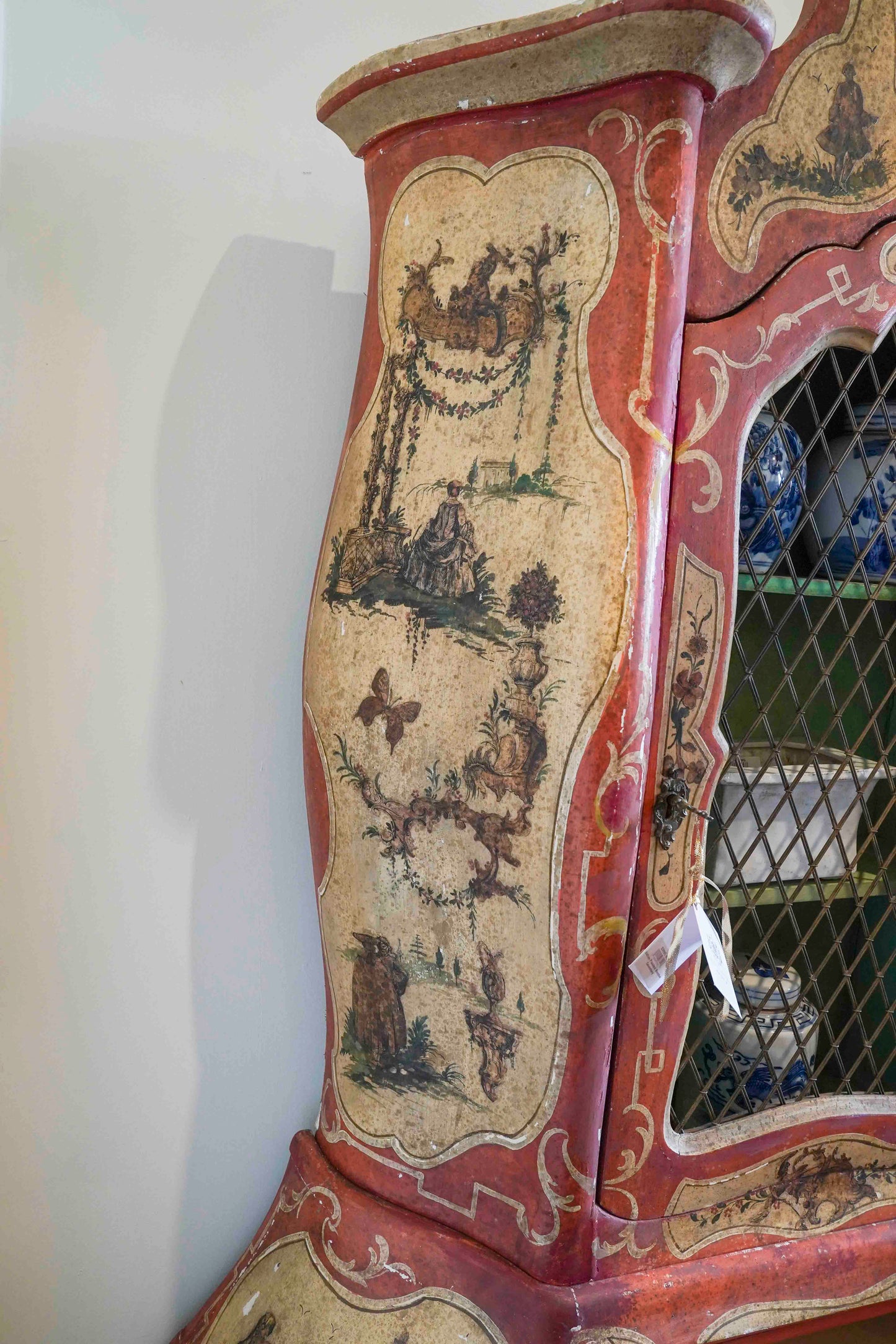Italian Painted Bombe Secretary