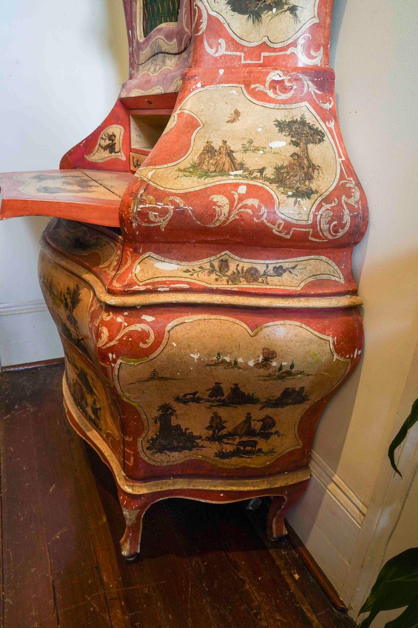 Italian Painted Bombe Secretary