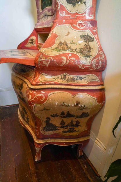 Italian Painted Bombe Secretary