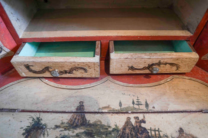 Italian Painted Bombe Secretary