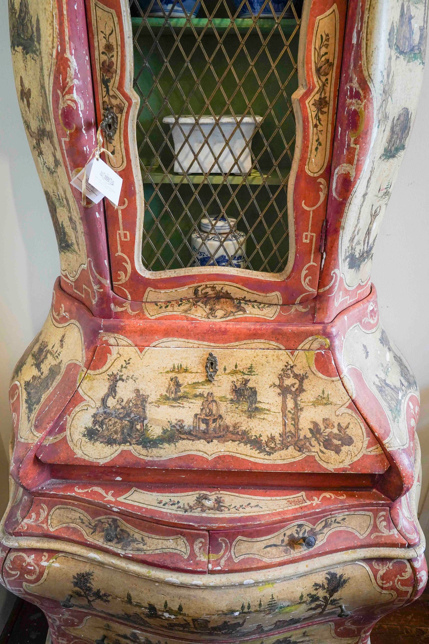 Italian Painted Bombe Secretary