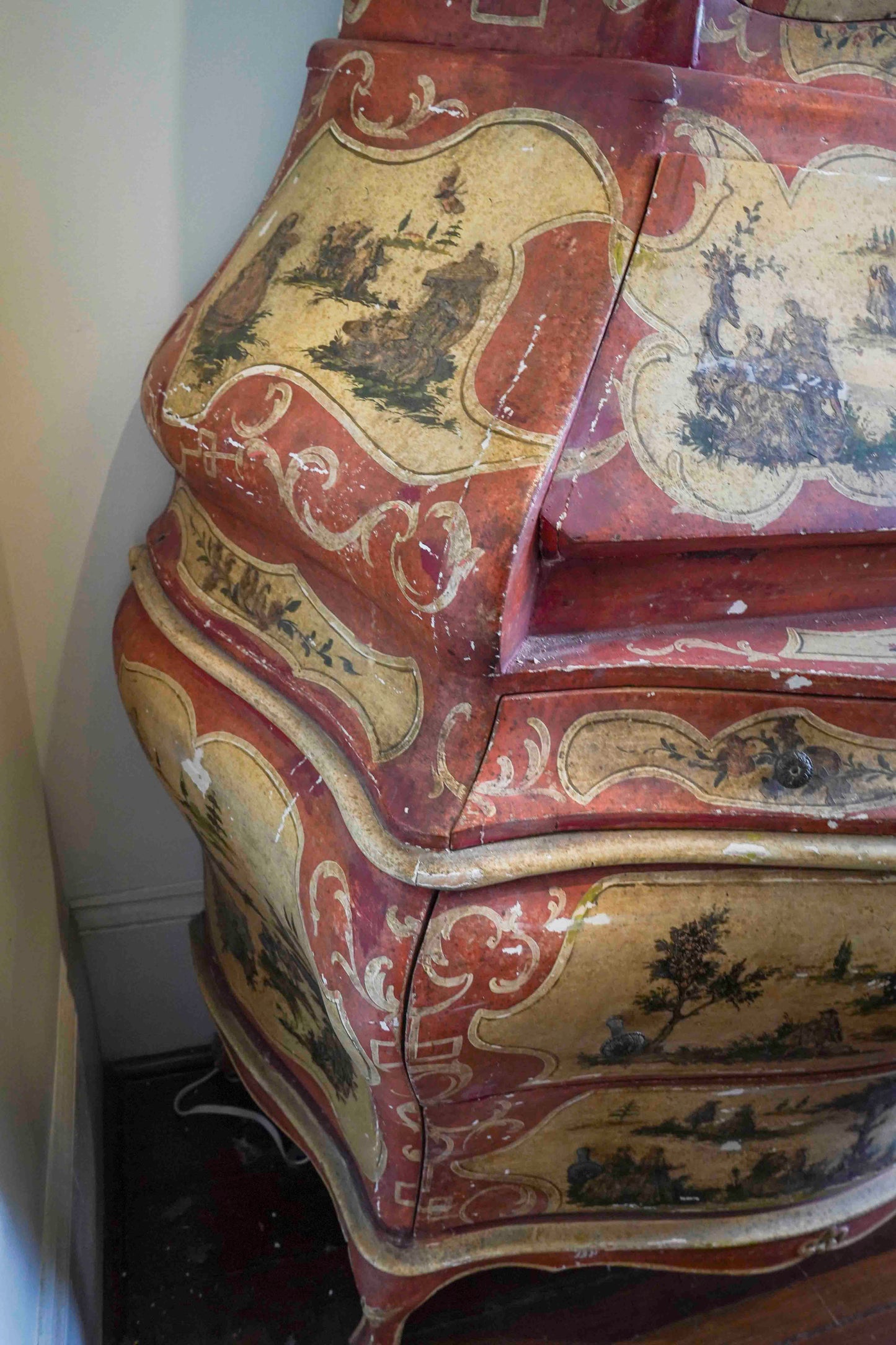 Italian Painted Bombe Secretary