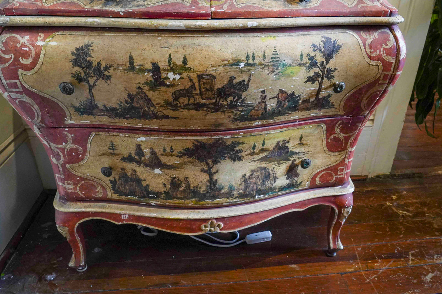 Italian Painted Bombe Secretary