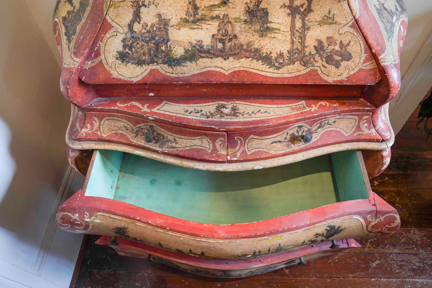 Italian Painted Bombe Secretary
