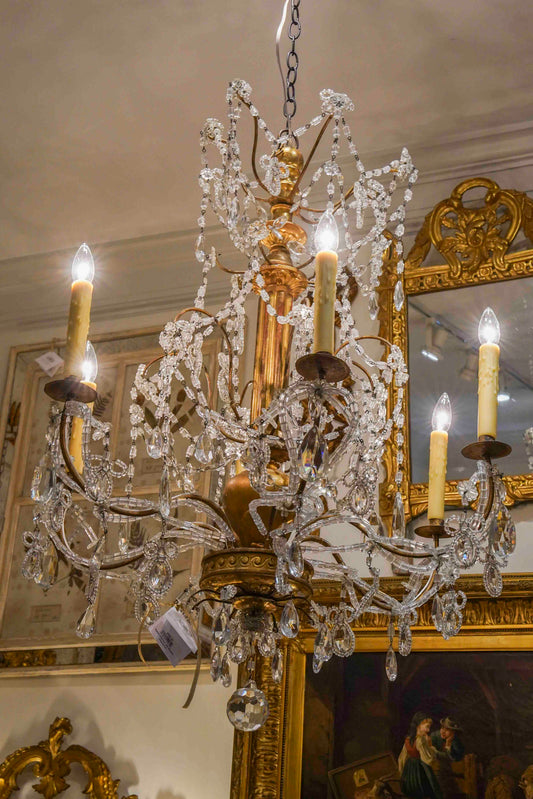 Italian Giltwood and Beaded Chandelier
