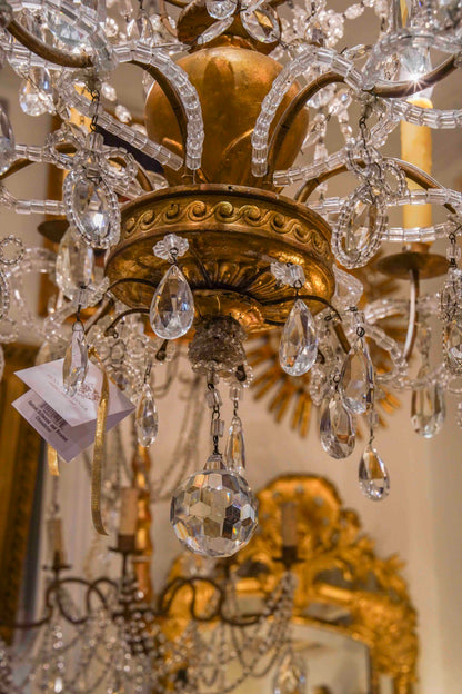 Italian Giltwood and Beaded Chandelier
