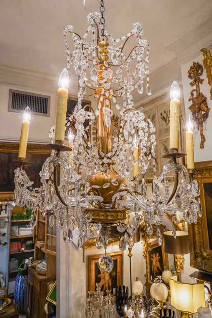 Italian Giltwood and Beaded Chandelier