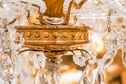 Italian Giltwood and Beaded Chandelier