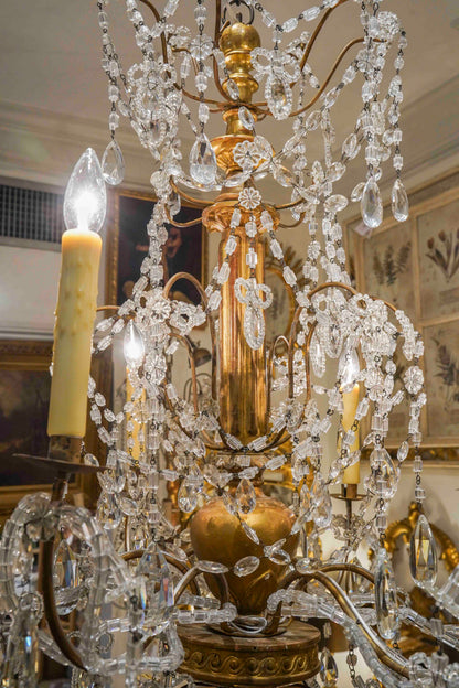 Italian Giltwood and Beaded Chandelier