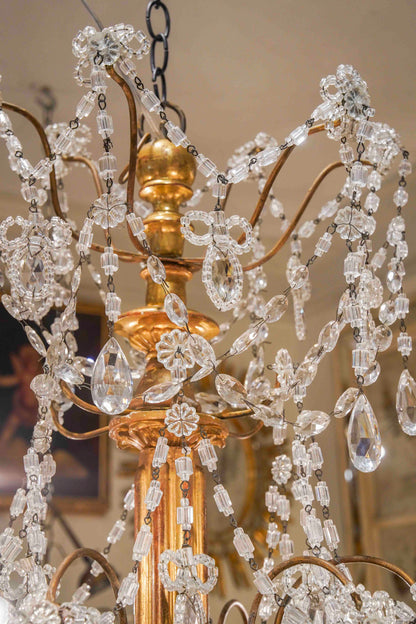 Italian Giltwood and Beaded Chandelier