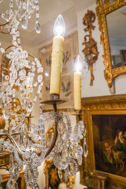 Italian Giltwood and Beaded Chandelier