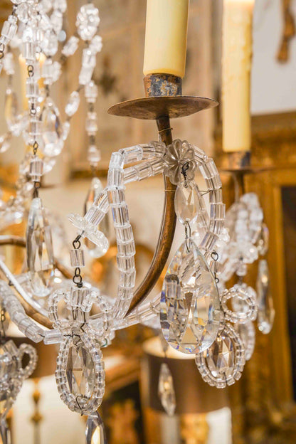 Italian Giltwood and Beaded Chandelier