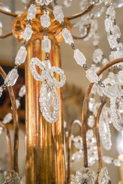 Italian Giltwood and Beaded Chandelier