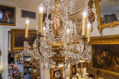 Italian Giltwood and Beaded Chandelier