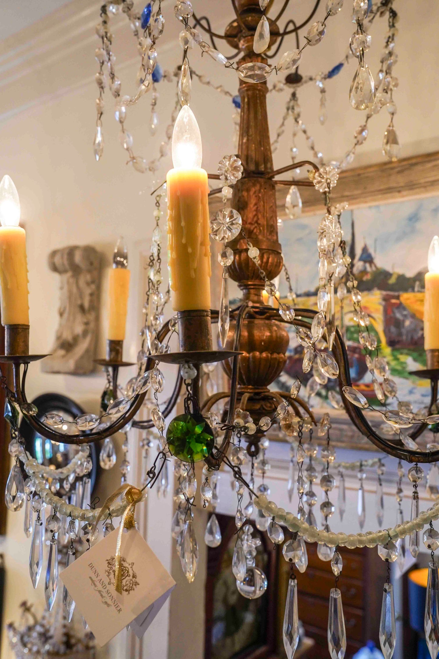 18th Century Italian Giltwood and Crystal Chandelier Pair