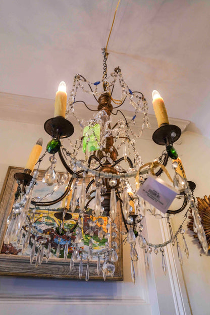 18th Century Italian Giltwood and Crystal Chandelier Pair