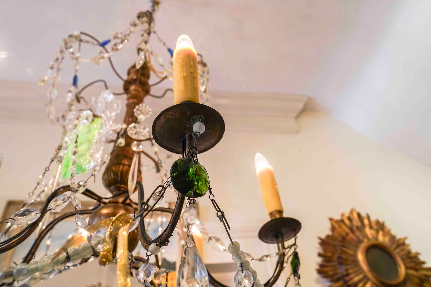 18th Century Italian Giltwood and Crystal Chandelier Pair