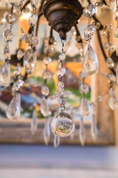 18th Century Italian Giltwood and Crystal Chandelier Pair