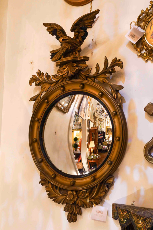 Pair of Federal Style Eagle Bullseye Convex Mirrors