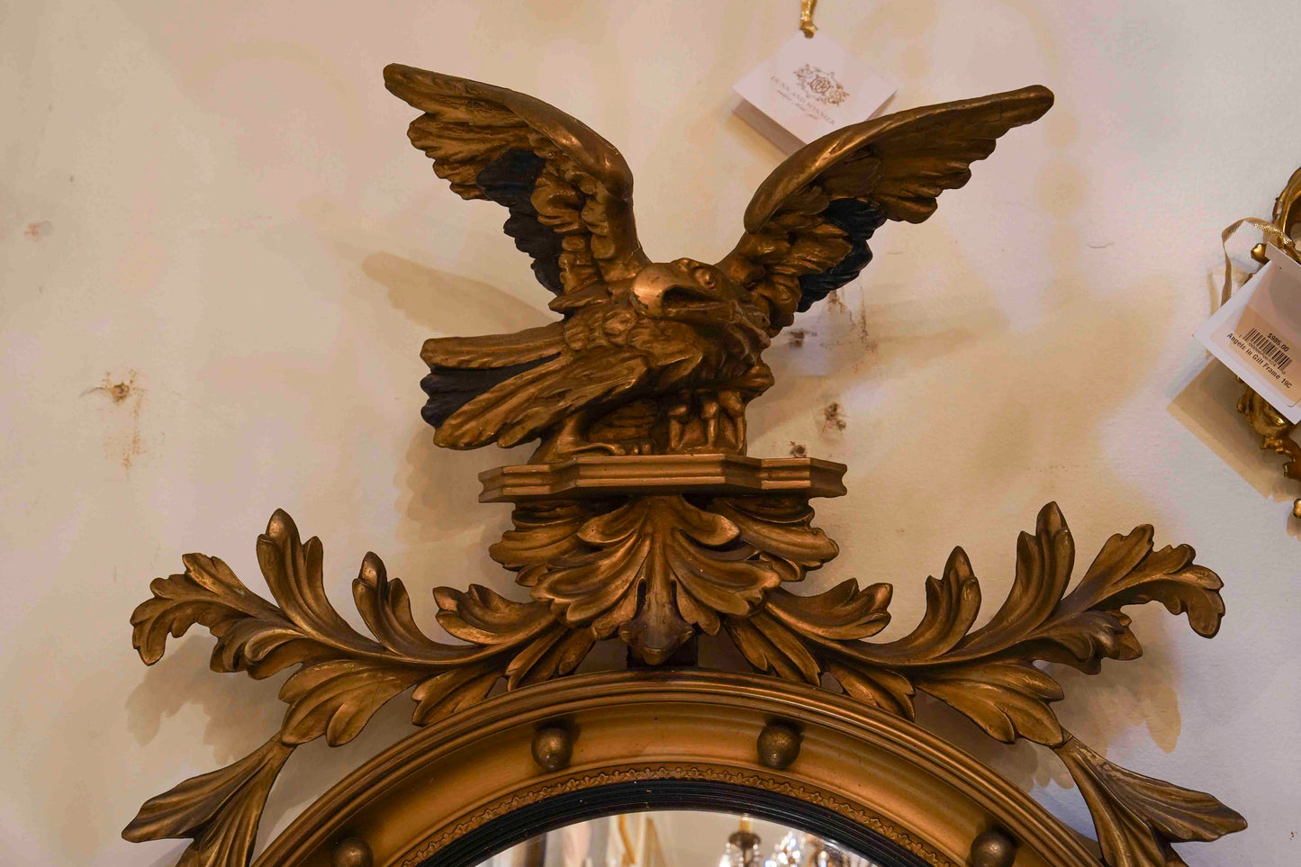 Pair of Federal Style Eagle Bullseye Convex Mirrors
