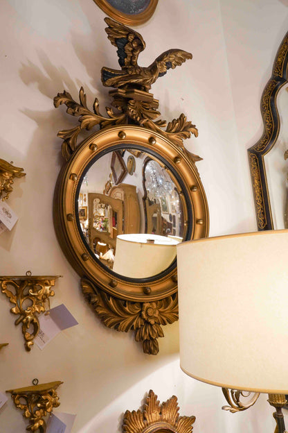 Pair of Federal Style Eagle Bullseye Convex Mirrors