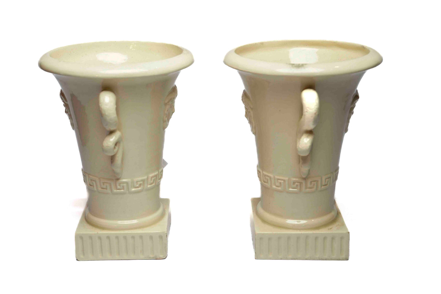 San Marco Creamware Medusa Urns Pair