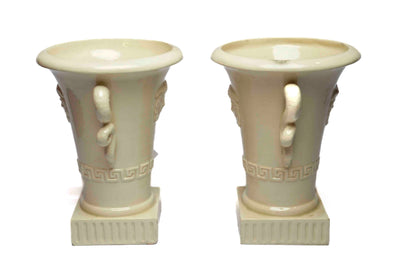 San Marco Creamware Medusa Urns Pair