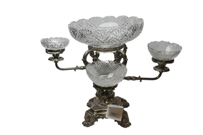 English Walker and Hall Silver and Crystal Epergne
