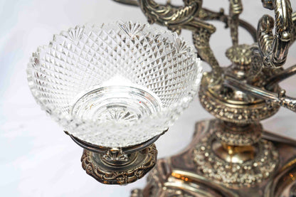 English Walker and Hall Silver and Crystal Epergne