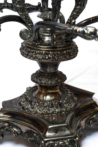 English Walker and Hall Silver and Crystal Epergne