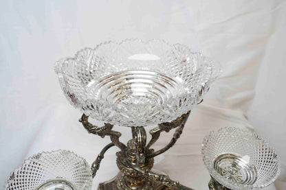 English Walker and Hall Silver and Crystal Epergne