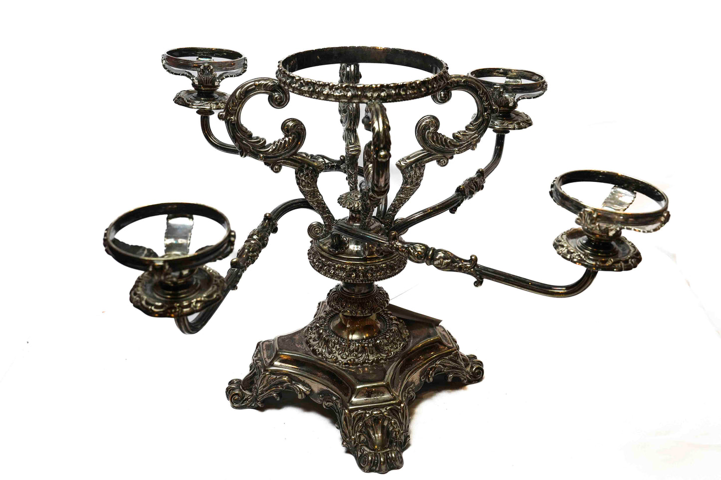 English Walker and Hall Silver and Crystal Epergne