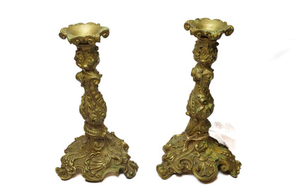 Bronze Dore Candlesticks Pair