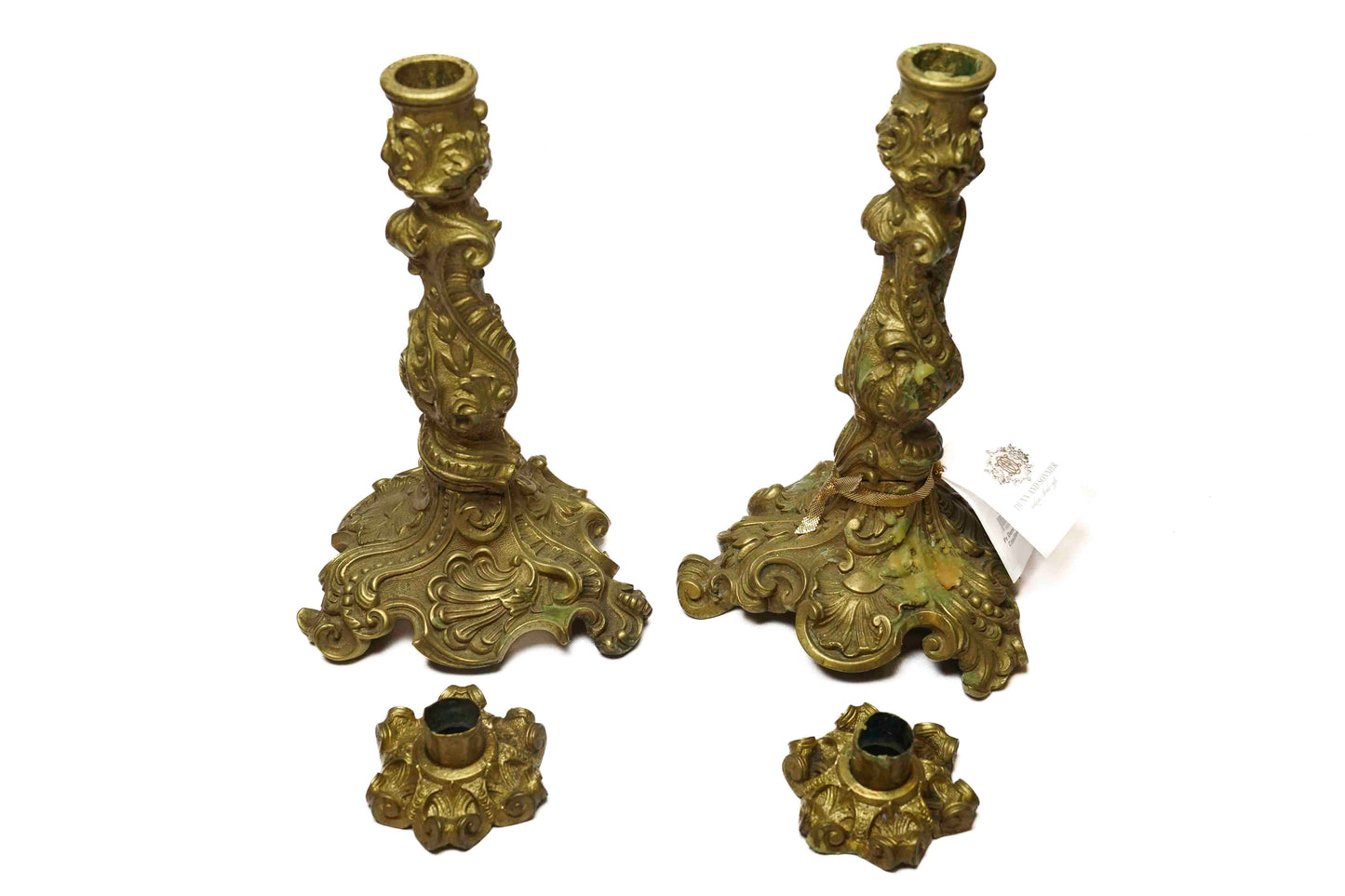 Bronze Dore Candlesticks Pair