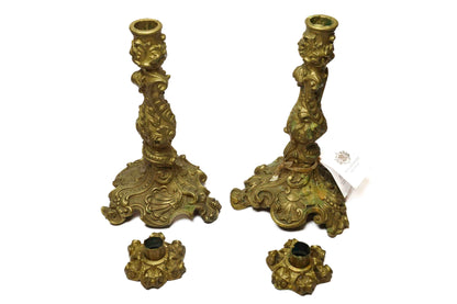 Bronze Dore Candlesticks Pair