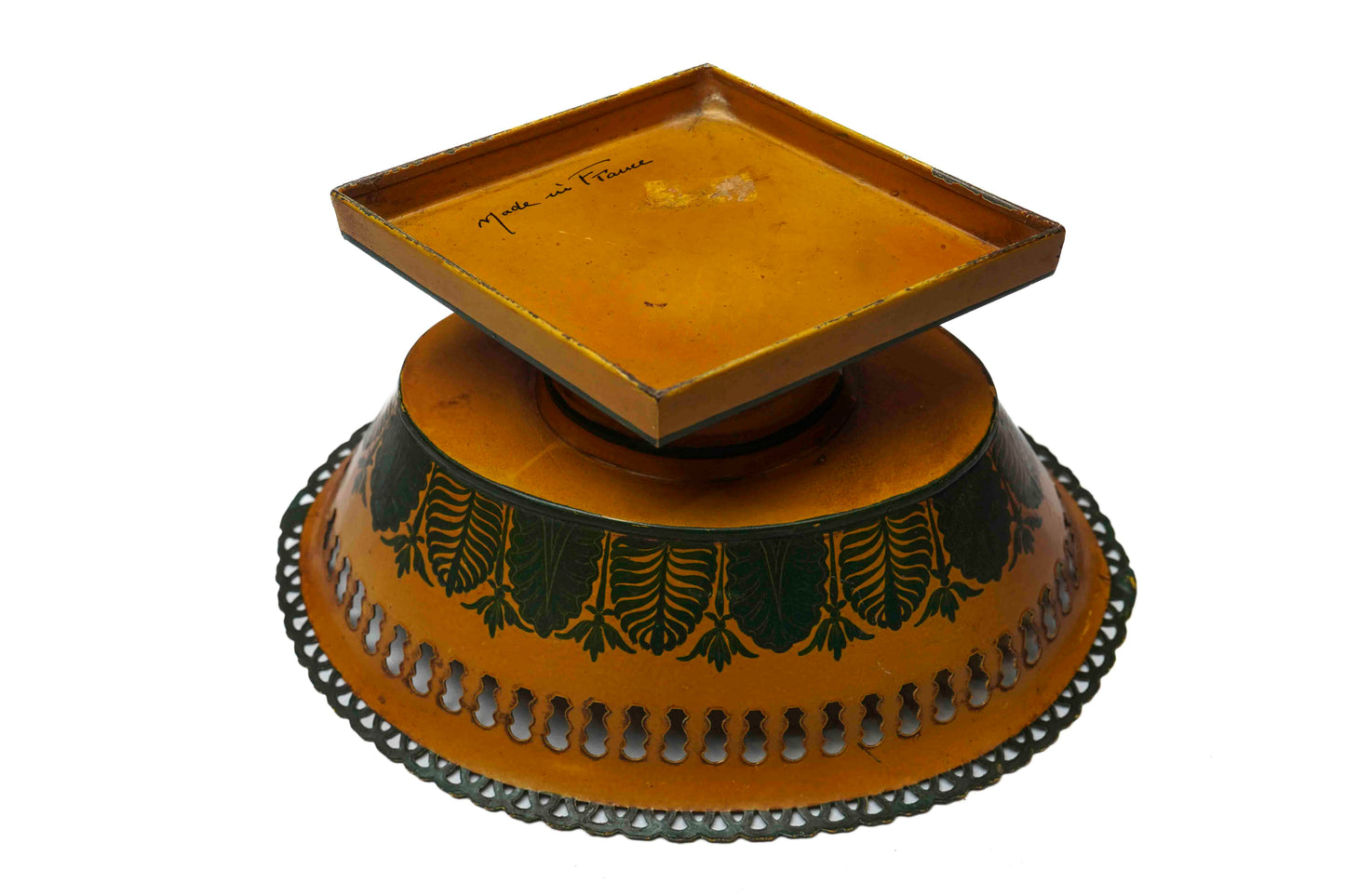 French Tole Compote with Diamond Base