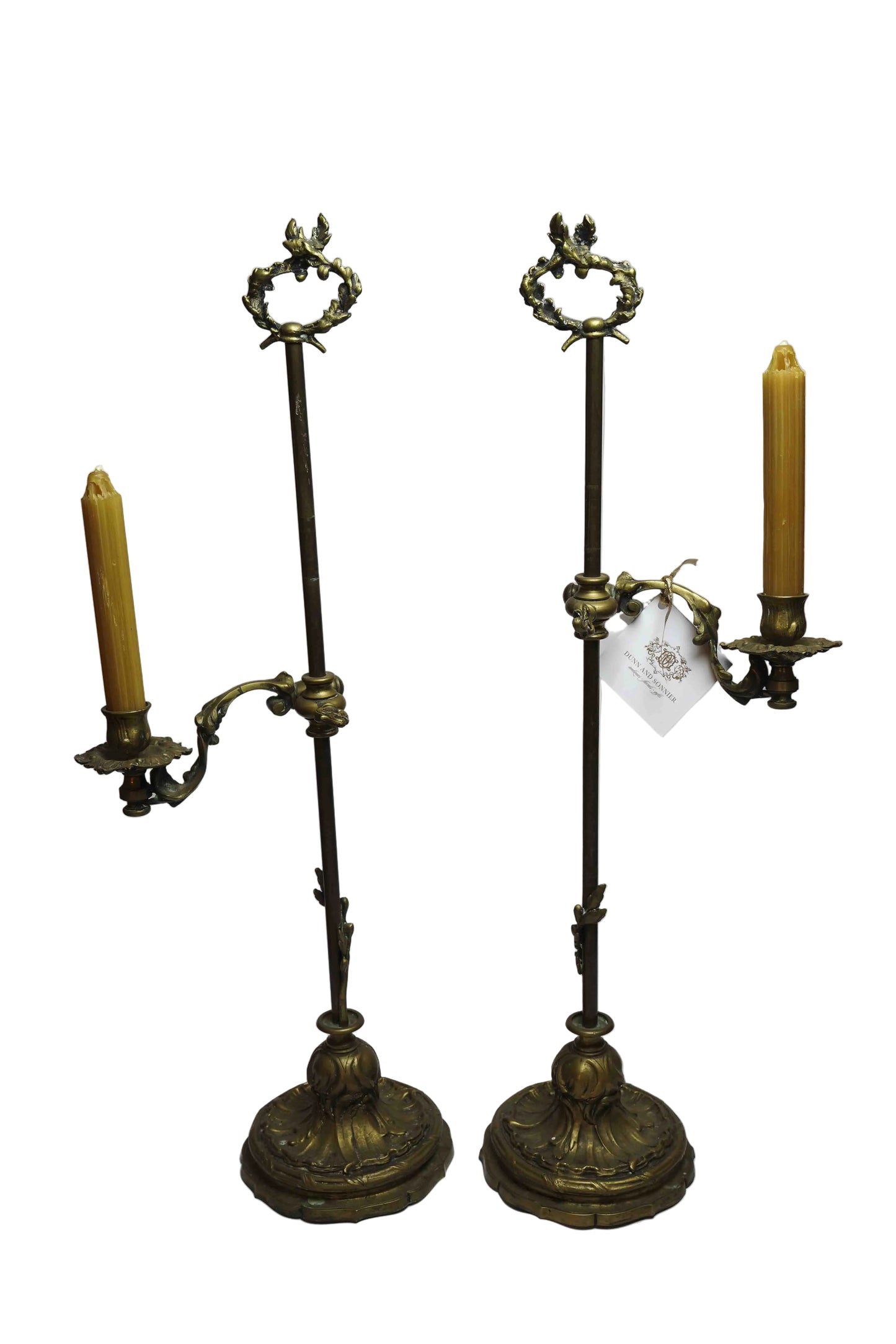 Bronze Adjustable Candlesticks Pair