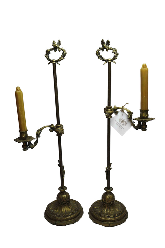 Bronze Adjustable Candlesticks Pair