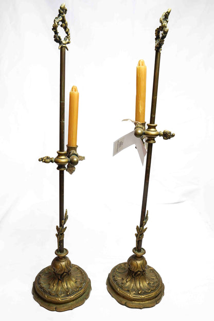 Bronze Adjustable Candlesticks Pair
