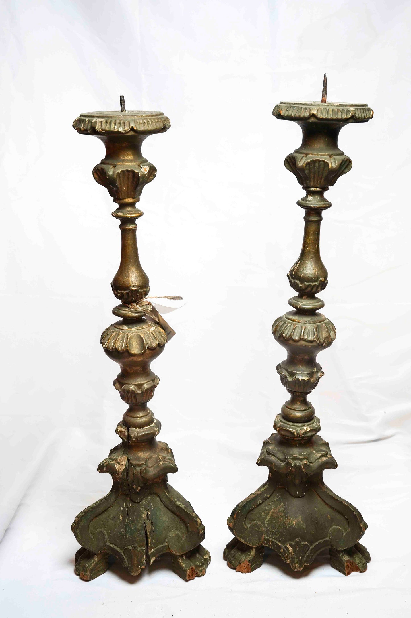 18th Century Italian Carved Pricket Pair