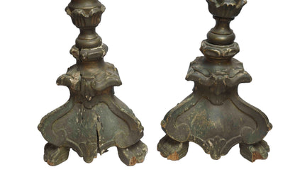 18th Century Italian Carved Pricket Pair